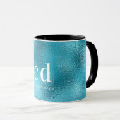 Blauwe oceaan witte monogram mok (Voorkant rechts)