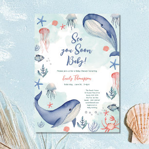 Blauwe Oceaan Zie Je Gauw Zomer Baby Shower Kaart