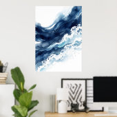 Blauwe Oceaangolf Abstracte Poster (Thuiskantoor)