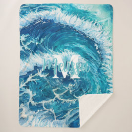 Blauwe oceaangolf II Sherpa Deken