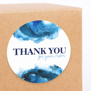Blauwe Oceaangolven Abstracte Kleine Zakelijke Dan Ronde Sticker