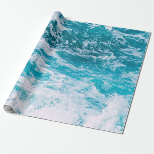 Blauwe oceaangolven cadeaupapier