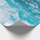 Blauwe oceaangolven cadeaupapier (Hoek)