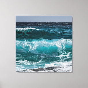 Blauwe oceaangolven canvas afdruk