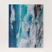 Blauwe oceaangolven en Rocks, familie Legpuzzel (Verticaal)