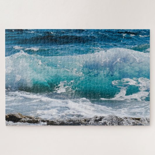 Blauwe oceaangolven en Rocks, Vs 2 Legpuzzel (Horizontaal)