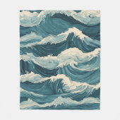 Blauwe oceaangolven fleece deken (Voorkant)