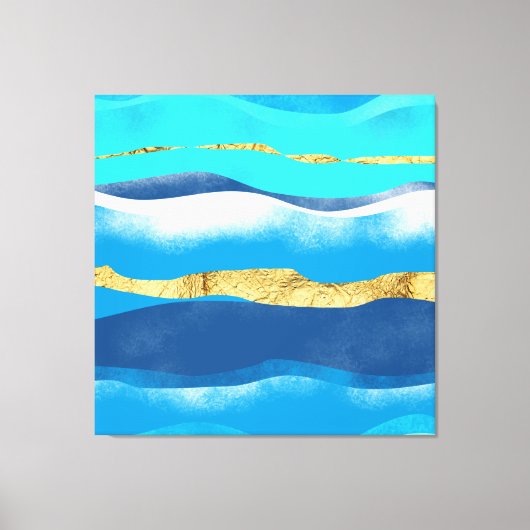 Blauwe oceaangolven hedendaagse familie Decor Naut Canvas Afdruk (Voorkant)