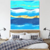 Blauwe oceaangolven hedendaagse familie Decor Naut Canvas Afdruk (Insitu (Slaapkamer))