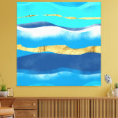 Blauwe oceaangolven hedendaagse familie Decor Naut Canvas Afdruk (Insitu (Woonkamer))