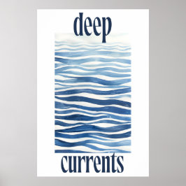 Blauwe Oceaangolven Kunstprint Abstracte Kustwand Poster