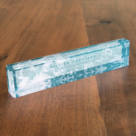 Blauwe oceaangolven naambordje (Zijkant)