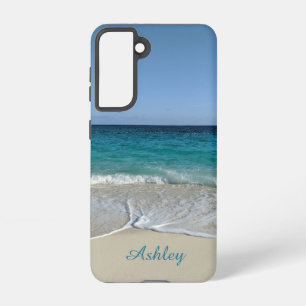 Blauwe oceaangolven op een Caraïbisch strand Samsung Galaxy Hoesje