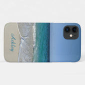 Blauwe oceaangolven op het Caribische strand V2 Case-Mate iPhone Case (Achterkant (horizontaal))