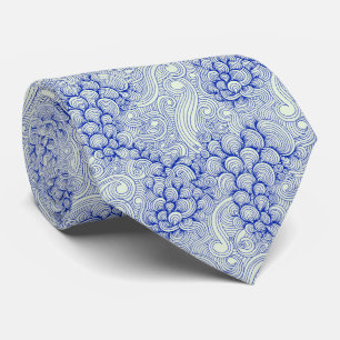 Blauwe Oceaangolven & Schelpenpatroon Stropdas