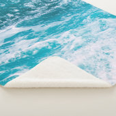 Blauwe oceaangolven sherpa deken (3/4)