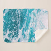 Blauwe oceaangolven sherpa deken (Voorkant (horizontaal))