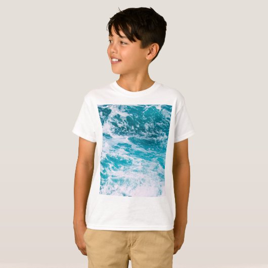Blauwe oceaangolven t-shirt (Voorkant volledig)