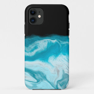 Blauwe oceaangolven Vloeiende kunst iPhone 11 Hoesje