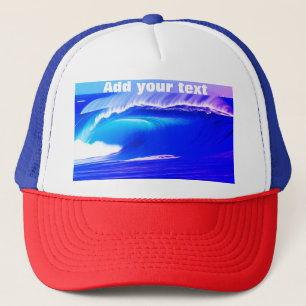 Blauwe oceaangolven voeg je tekst pink water ai ku trucker pet