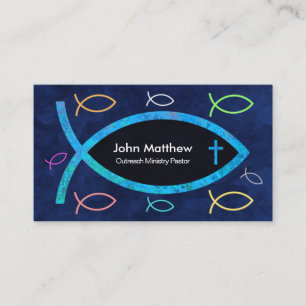 Blauwe oceaankleurige ijsjachvis Christelijke deeg Visitekaartje