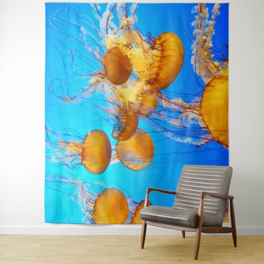 Blauwe oceaankwal wandkleed (In situ)