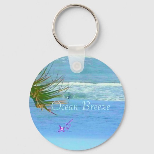 Blauwe Ocean Breeze Button Sleutelhanger (Voorkant)