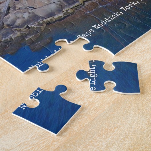 Blauwe Ocean Retro Travel Nubble Lighthouse Legpuzzel (Zijkant)