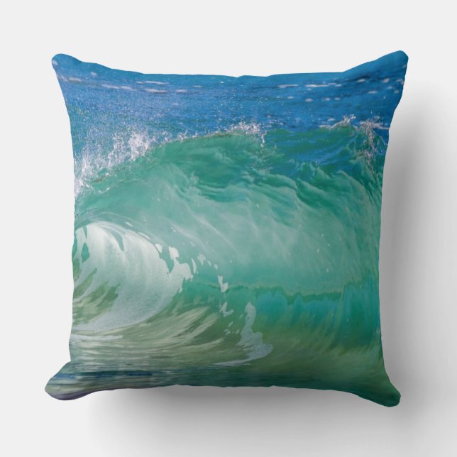 Blauwe Ocean Summer Beach Waves Kussen (Voorkant)