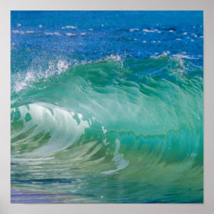 Blauwe Ocean Summer Beach Waves Poster