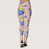 Blauwe ochtendgloren bloemen (Bleek roze) Leggings (Achterkant)