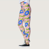 Blauwe ochtendgloren bloemen (Bleek roze) Leggings (Links)