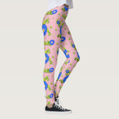 Blauwe ochtendgloren bloemen (Bleek roze) Leggings (Rechts)