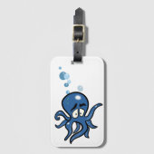 Blauwe octopus bagagelabel (Voorkant (verticaal))
