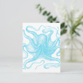 Blauwe octopus briefkaart (Staand voorkant)