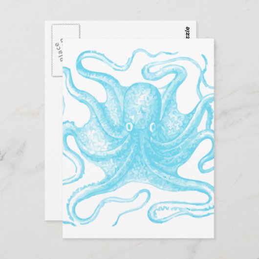 Blauwe octopus briefkaart (Voorkant / Achterkant)