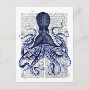 Blauwe octopus briefkaart