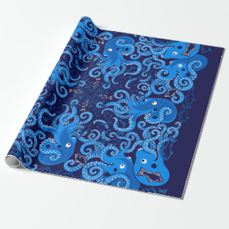 Blauwe octopus cadeaupapier