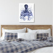 Blauwe octopus canvas afdruk (Insitu (Slaapkamer))