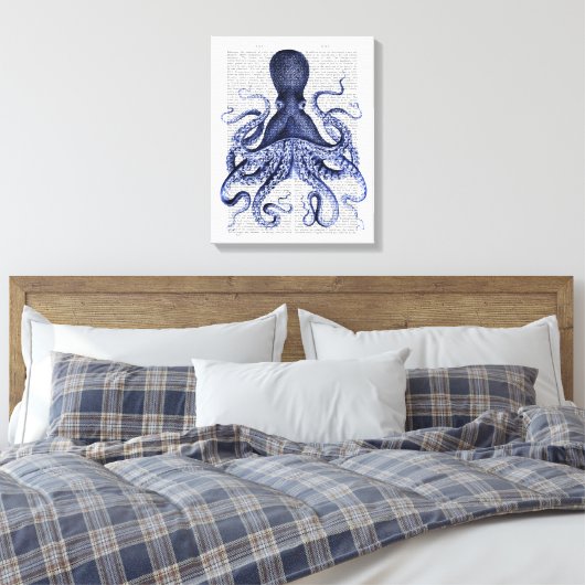 Blauwe octopus canvas afdruk (Insitu (Slaapkamer))