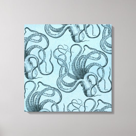 Blauwe octopus canvas afdruk (Voorkant)