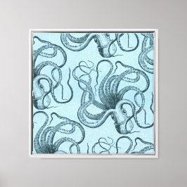 Blauwe octopus canvas afdruk