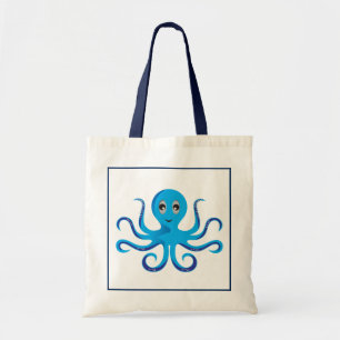 Blauwe octopus Canvas tas