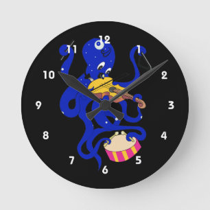 blauwe octopus die veelvoudige klopping speelt.png ronde klok