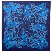 Blauwe octopus doekservetten