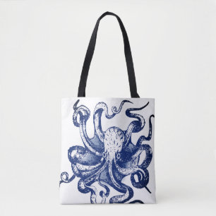 Blauwe octopus draagtas