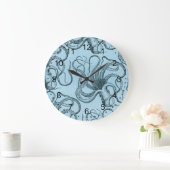 Blauwe octopus grote klok (Huis)