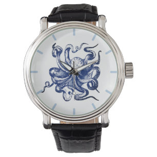 Blauwe octopus horloge