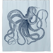 Blauwe Octopus  Illustratie Douchegordijn (Voorkant)