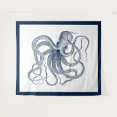 Blauwe octopus illustratie tapestry wandkleed (Voorkant (horizontaal))